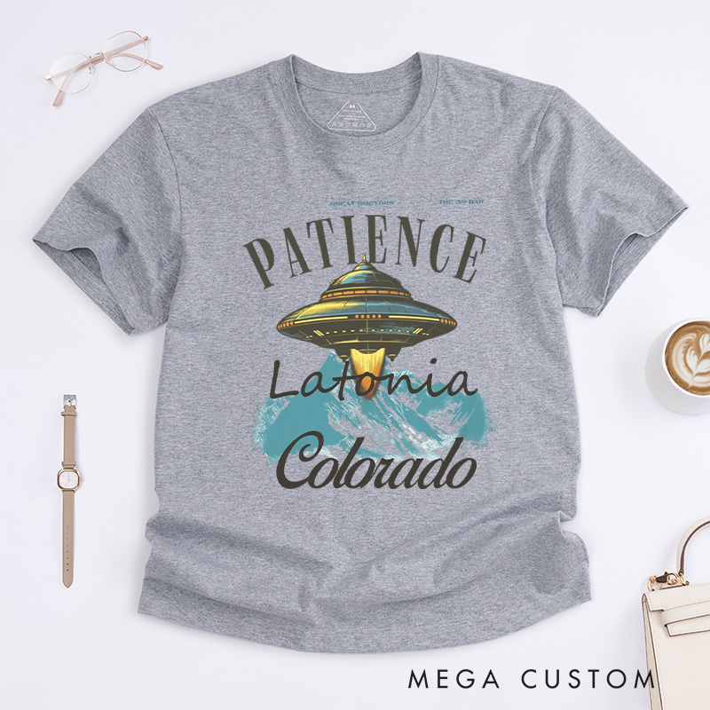 Personalized Patience Classic T-Shirts Alien UFO Tee Funny Retro Travel Poster Shirt Gift For Traveler