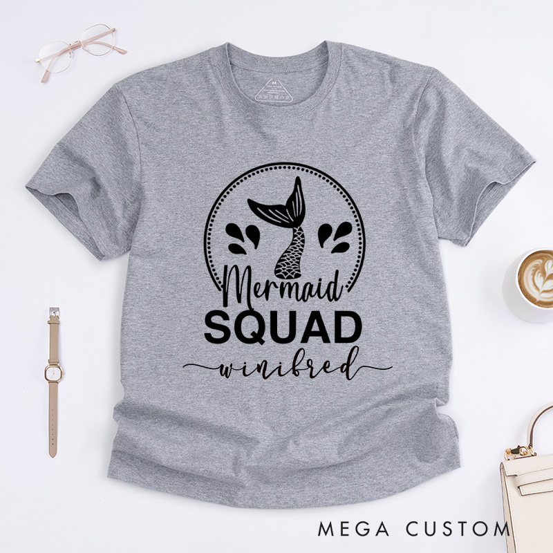 Personalized Mermaid Classic T-Shirts Funny Mermaid Tee Trendy Shirt Customized Name Shirt Gift For Ocean Enthusiasts