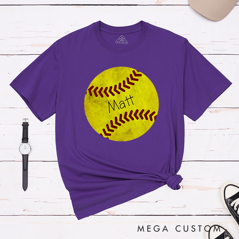 Personalized Softball T-Shirt Design Featuring Custom Name Inside a Bold Softball Graphic