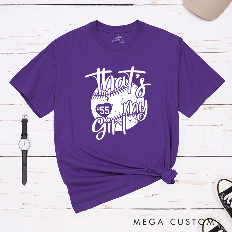 Personalized Softball T-Shirt Design Featuring Customizable Player Number Heart-Shaped Accent Playful Handwritten Script Font and Distressed Softball Graphic for a Stylish and Sentimental Look