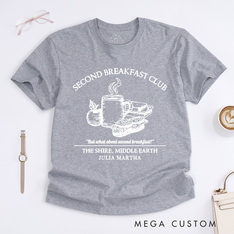 Personalized Second Breakfast Club Classic T-Shirts Literature Shirt Reading Shirt Bookish Tee Bookworm Customized Name Shirt Gift for Books Lover