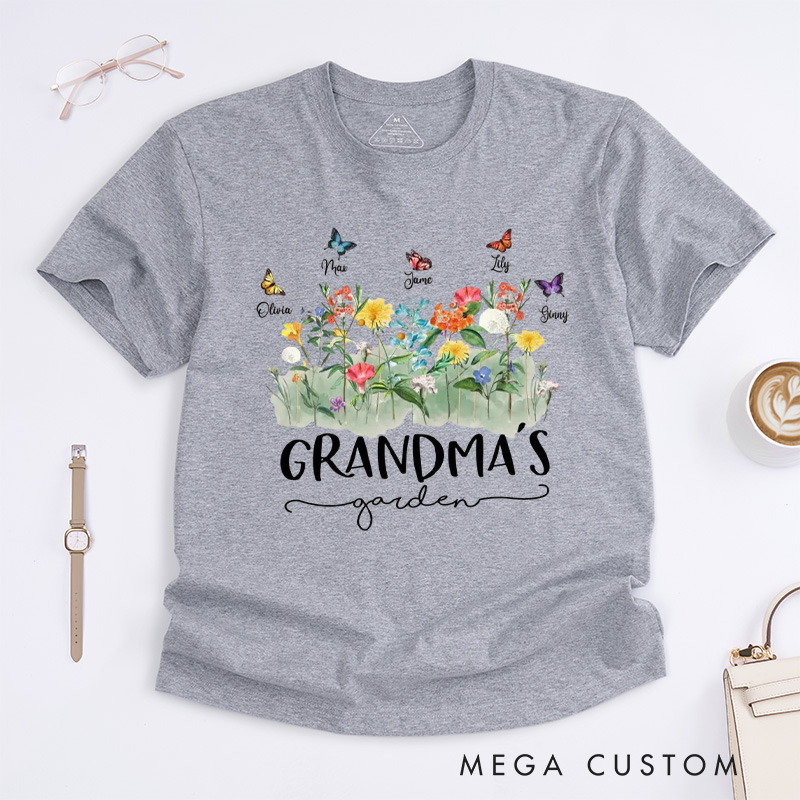 Personalized Grandma's Garden Classic T-Shirts Gardening Shirt Custom Mom Shirt Mother's Day Gift