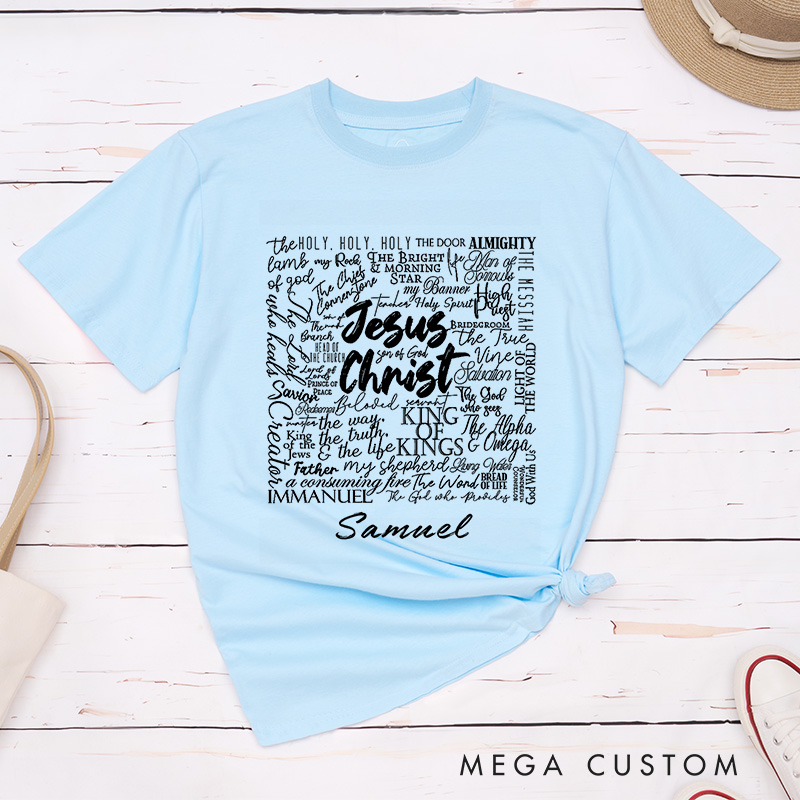 Personalized Jesus Christ Classic T-Shirt Inspirational Shirt the Names of God Shirt Gift of Faith Birthday Gift for Christians