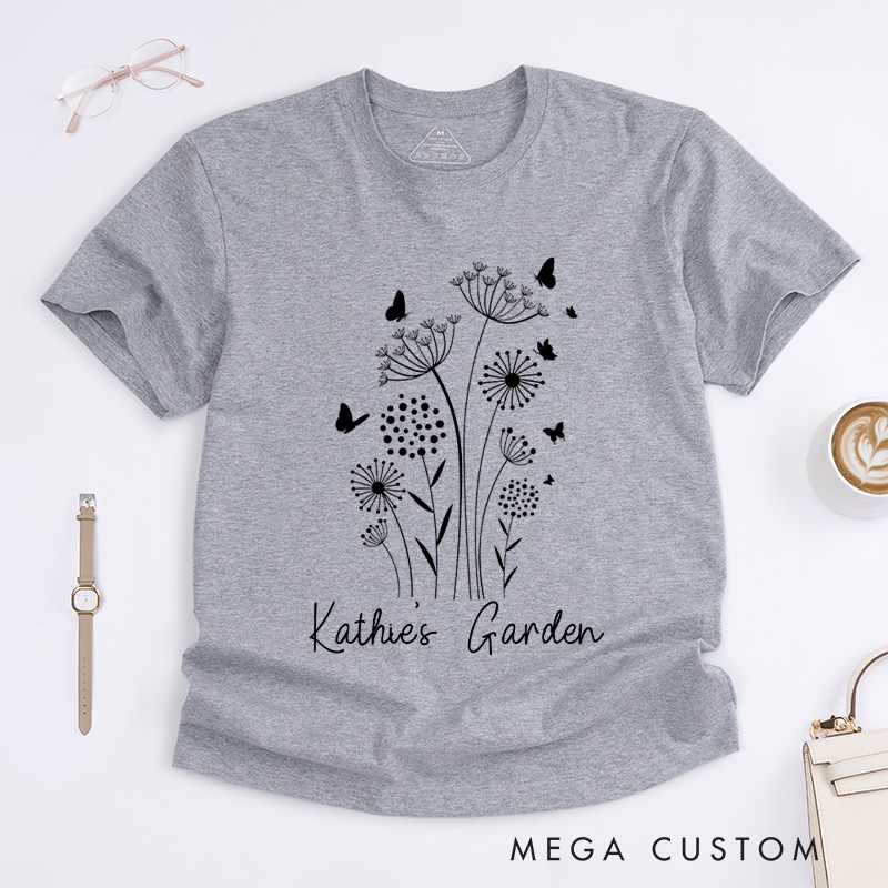 Personalized Wild Flowers Classic T-Shirts Garden Shirt Floral Shirt Botanical Shirt Nature Lover Tee Gift for Garden Lovers