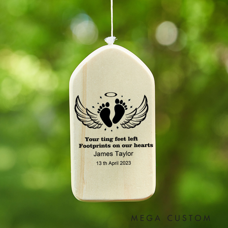 Personalized Baby Loss Wind Chime Baby Miscarriage Infant Loss Keepsake Baby Footprint Memorial Pregnancy Loss Gifts for Mothers Baby Sympathy Gifts