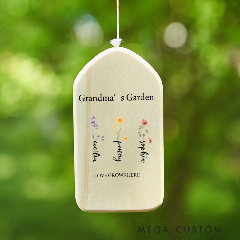 Personalized Memorial Windchimes Custom Grandmas Garden Sympathy Chime Bereavement Gift for Loss of Parents and Loved One 