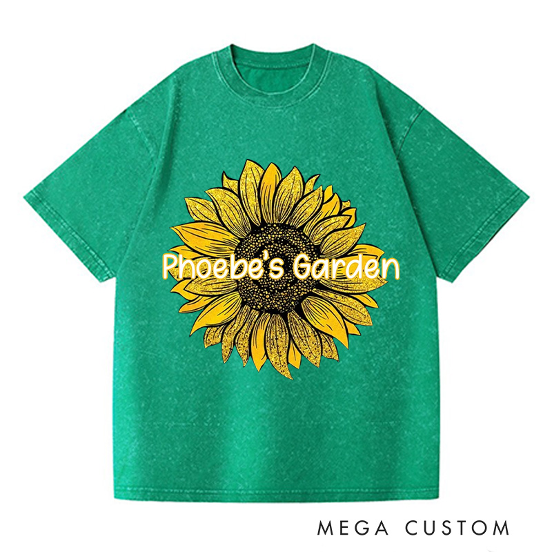 Personalized Sunflower Washed T-Shirts Plant Shirt Plant Lover Shirt Garden Shirt Gardener Shirt Gardening Lover Gift Garden Gift