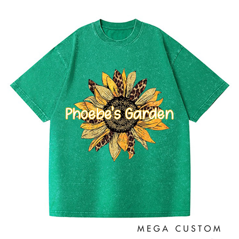 Personalized Sunflower Washed T-Shirts Women Garden Shirt Plant Lover Tee Shirt Gardening Lover Shirt for Gardener Gift