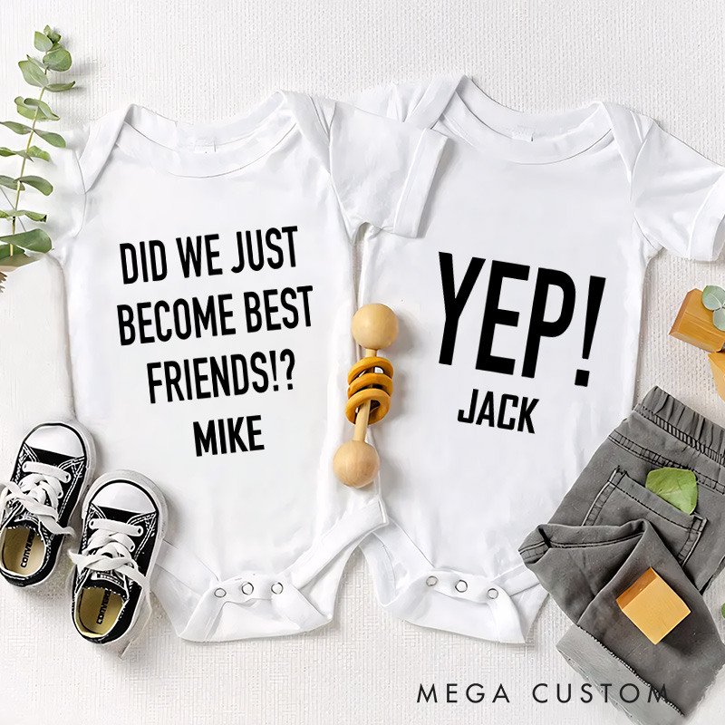 Personalized Did We Just Become Best Friends Baby Twin Onesie Cute Best Friend Twin Gift