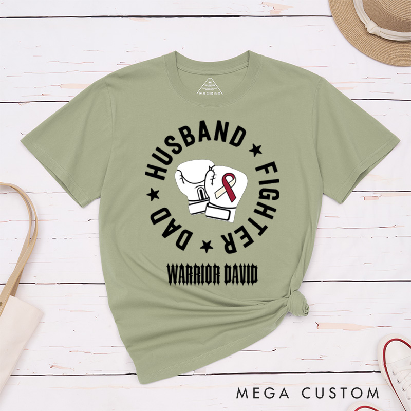Personalized Husband Dad Fighter Head Neck Cancer Throat Cancer Awareness T-Shirt