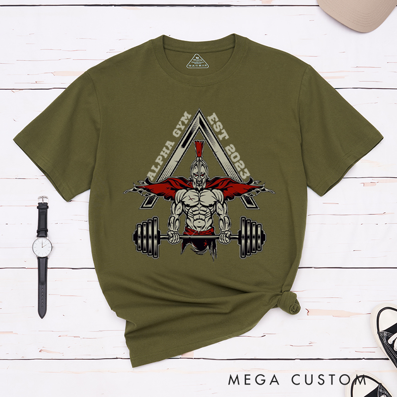 Personalized Inspirational Workout T-Shirt with Ancient Warrior and Muscle Design for Fitness Enthusiasts Bodybuilders and Gym Lovers
