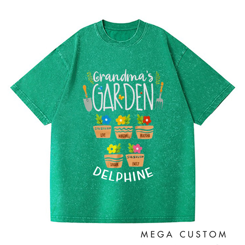 Personalized Grandma's Garden Washed T-Shirts Grandma Gift Nana Shirt Oma Shirt Grandma shirt Grandma Tee Gardening Gifts Mother's Day Gift