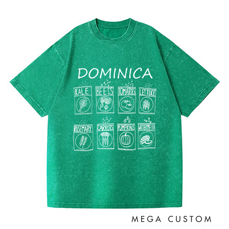 Personalized Garden Washed T-Shirts Kale Shirt Foodie Gift Gardening Gift Vegetable Shirt Plant Lover Gift