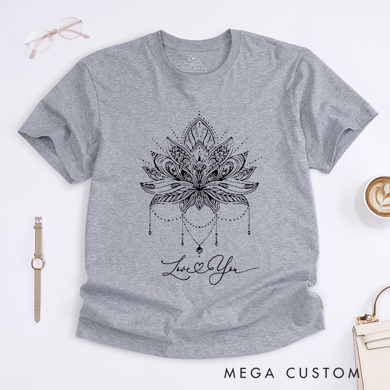 Personalized Custom Lotus Flower T-Shirt Comfort Colors Girly T-Shirt Trendy Tee Cute Meditation Gift T-Shirt Spiritual Yoga Shirt