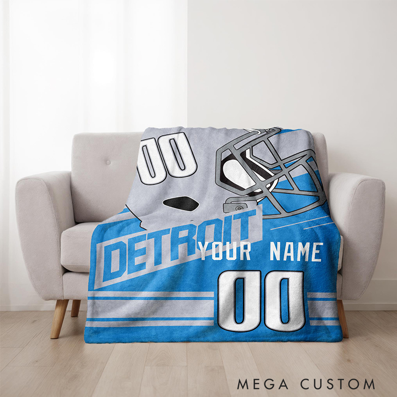 Personalized Football Team Blanket with Custom Name and Number