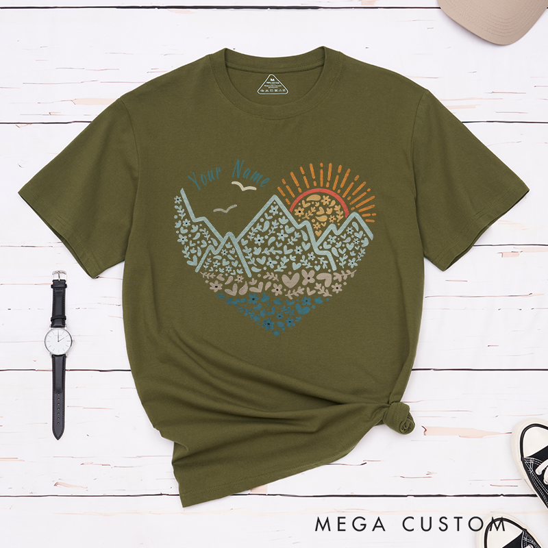 Personalized Adventure Awaits Mountain T-Shirt Gift for Hiking Camping Adventure Nature Lover