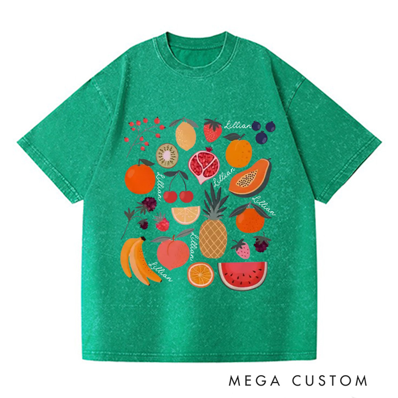 Personalized Cute Fruit Washed T-Shirts Garden Shirt Strawberry Shirt Pineapple Shirt Aesthetic Clothing Botanical Shirt Gift For Garden Lovers