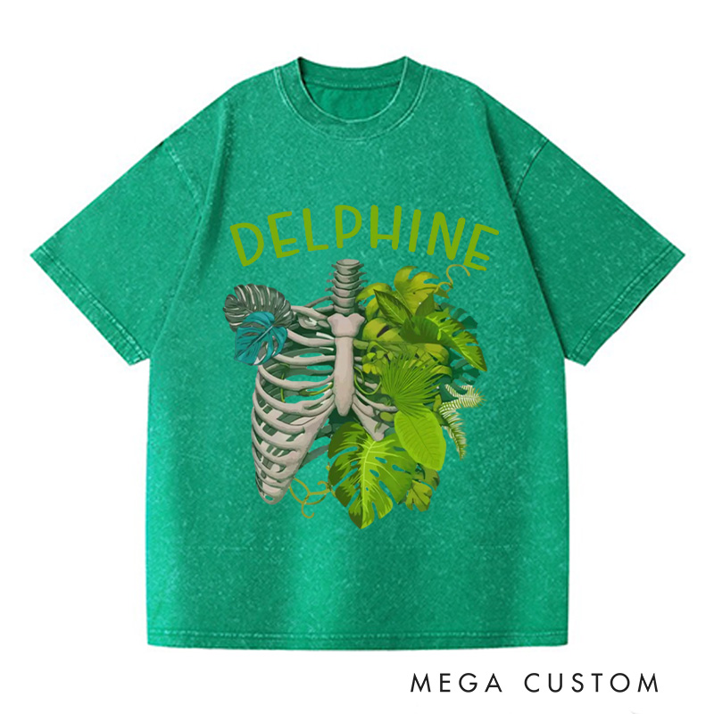 Personalized Skeleton Plant Washed T-Shirts Plant Lover Shirt Plant Gift Plant Lover Gift Monstera Tee Plant Graphic Shirt Garden Lover Gift