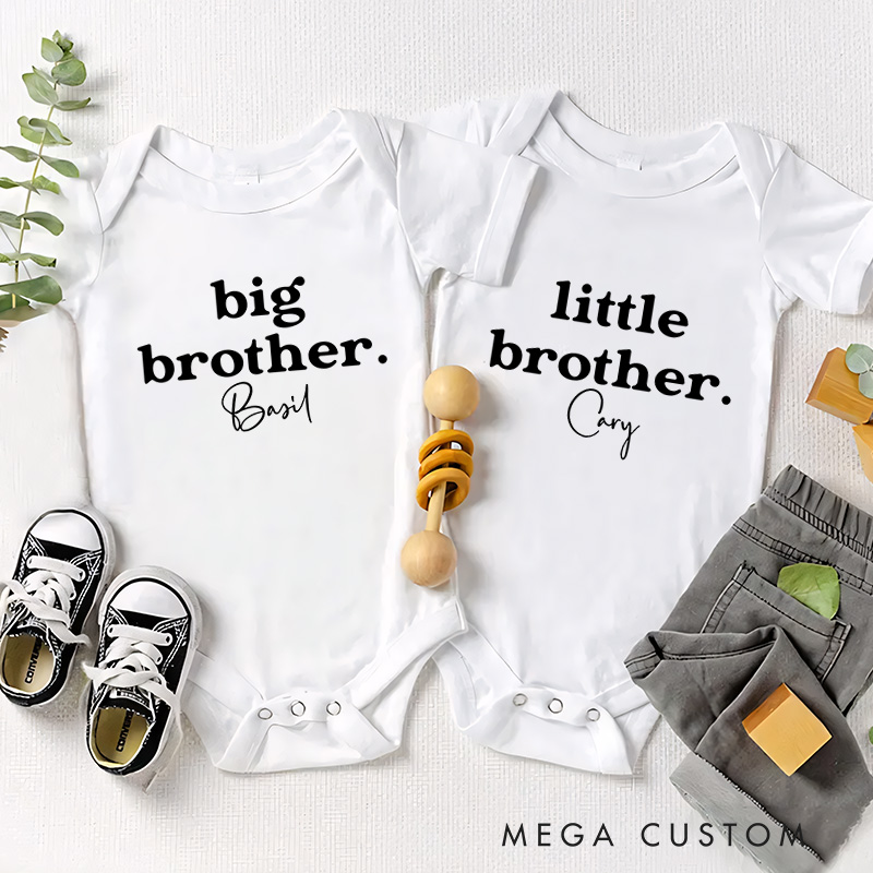 Personalized "Big Brother and Little Brother" Siblings Character Celebration Baby Twins Onesie 