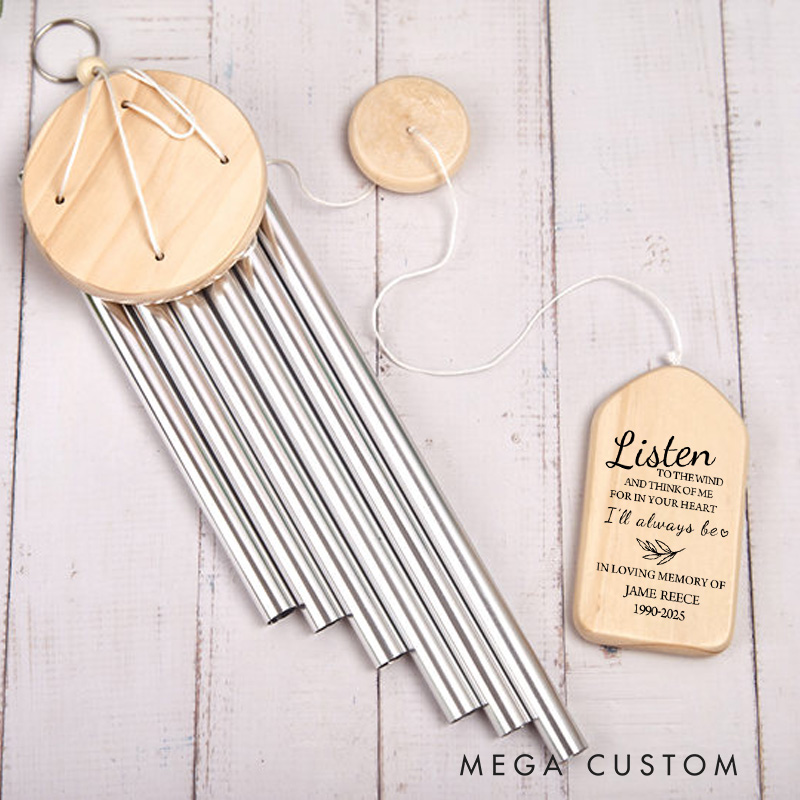 Personalized Listen to the Wind Chime in Loving Memory Of Wind Chime Gift for Loss of A Loved One Sympathy Gift In Your Heart Memorial Chimes