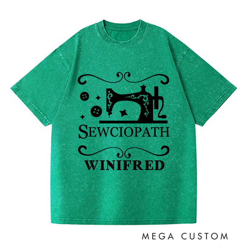 Personalized Sewciopath Washed T-Shirts Tailor Lovers Customized Name Shirt Sewing Machine Sewing Lovers Gift