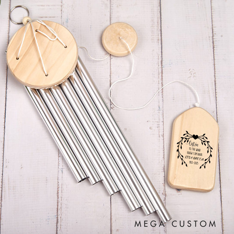 Personalized Memorial Wind Chimes Custom Memorial Gift Listen to the Wind Sympathy Wind Chime Remembrance Gifts for Loss of Loved One 