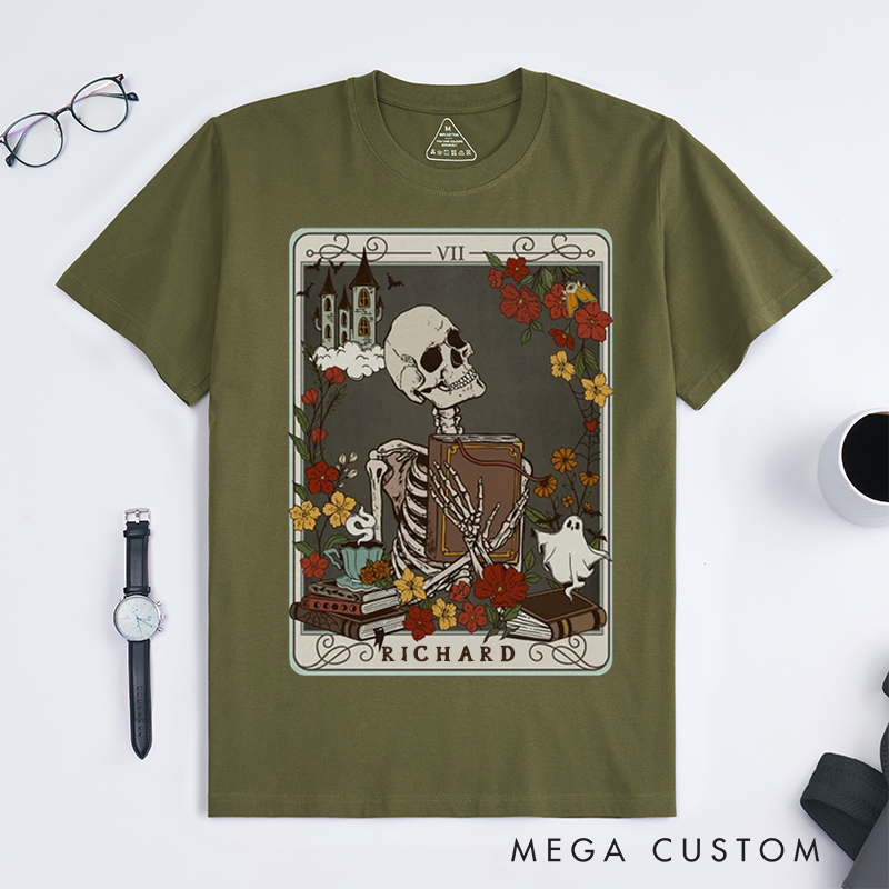 Personalized Tarot Lovers Classic T-Shirts The Reader Retro illustration style  T-shirts Gift for Reader 