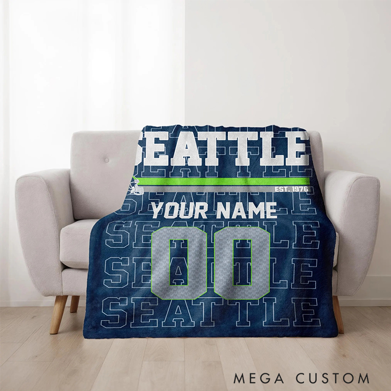 Personalized Football Fan Favorite Blanket with Custom Name and Number 