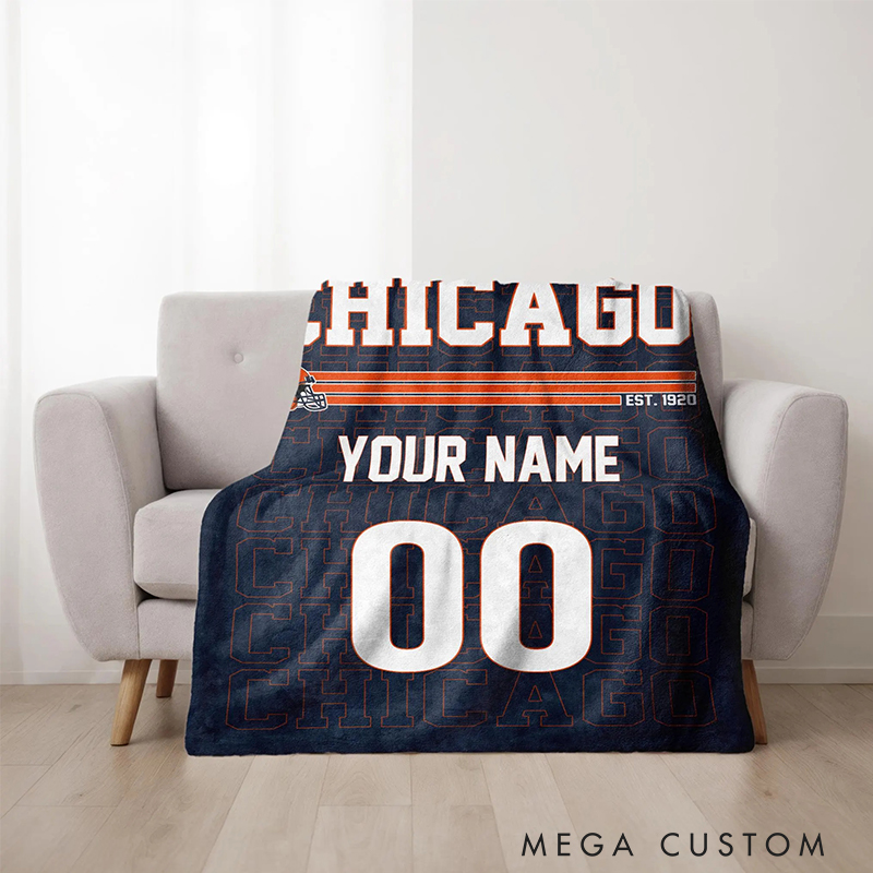 Personalized Football Team Blanket with Custom Name and Number 