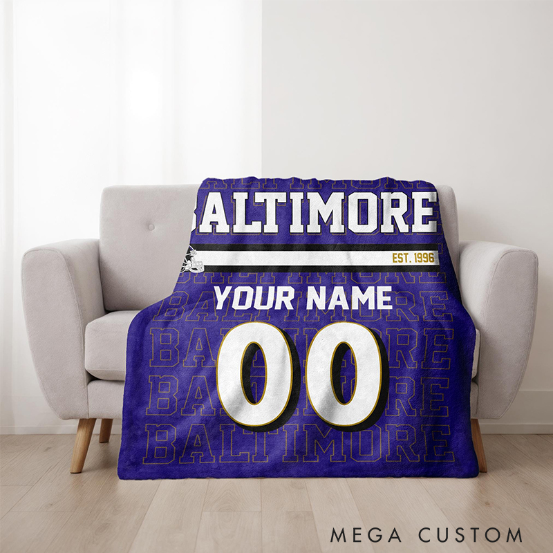 Personalized Football Player Blanket with Your Name and Team Colors  