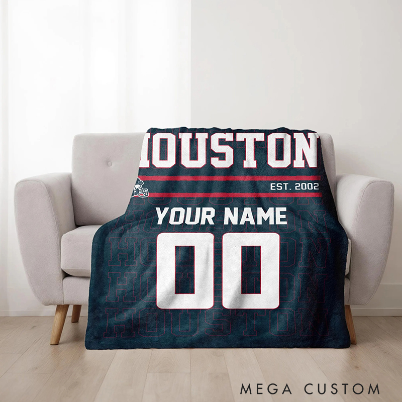 Personalized Football Player Legacy Blanket with Bold Jersey Number Graphics 