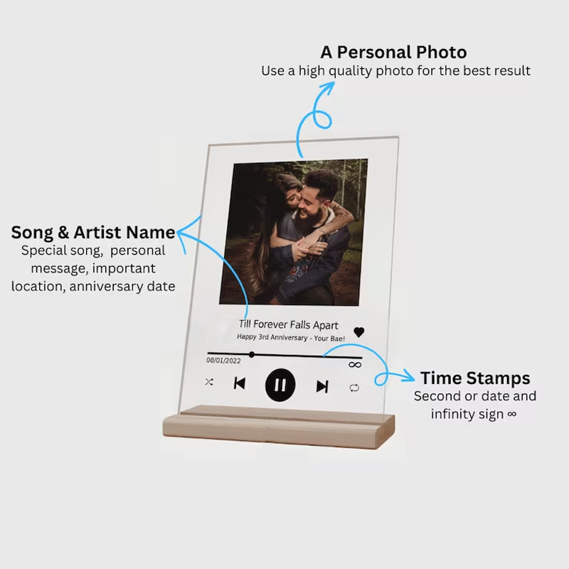 Personalized Music Player Table Decor Custom Picture and Song Gift for Lovers Friends Music Lovers for Anniversary Birthday Unique Presents