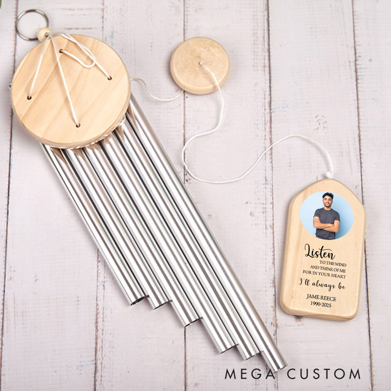 Personalized Memorial Wind Chime Custom Photo Remembrance Wind Chime Sympathy Gift Loss of Loved One Remembrance Gift Outdoor Decor