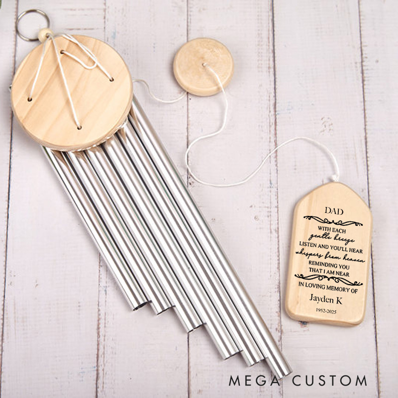 Personalized Wind Chimes Sympathy Gifts for Loss of a Loved One in Loving Memory of Dad Mom Wind Chime Bereavement and Condolence Gift 