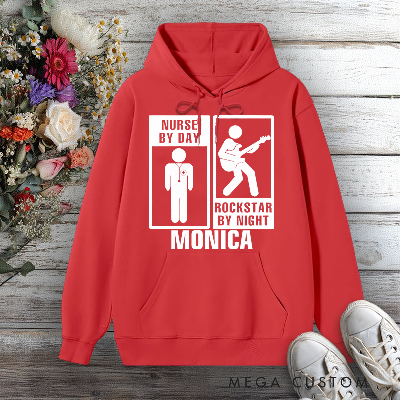 Personalized Hoodies for Nurse Nurse by Day Rockstar by Night Design Hoodies