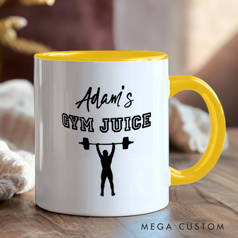 Personalized Fitness Mug with Gym Juice Weightlifting Graphic Gift Motivational Coffee Cup for Fitness Enthusiasts Bodybuilders and Gym Lovers