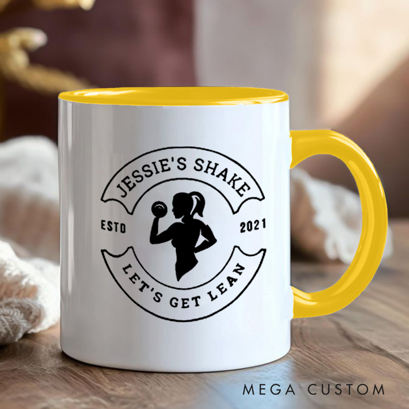 Personalized Fitness Mug with Lets Get Lean Shake Design Gift Motivational Coffee Cup for Fitness Enthusiasts Bodybuilders and Gym Lovers