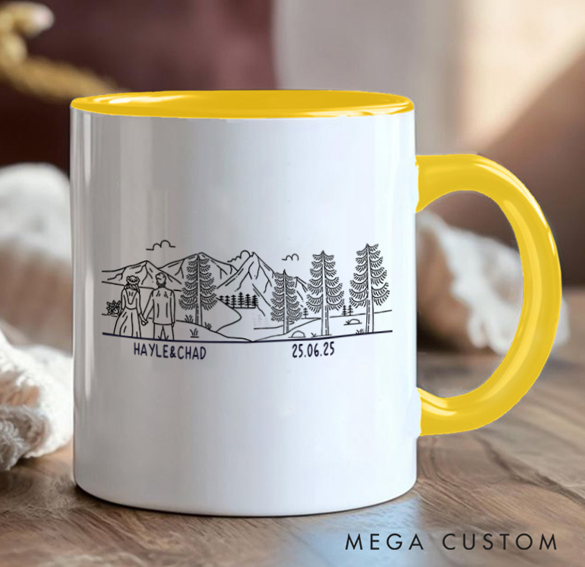 Personalized Mountain Couple Mug Camping Adventurers Hiking Mug Gift for Travel Outdoors Lovers