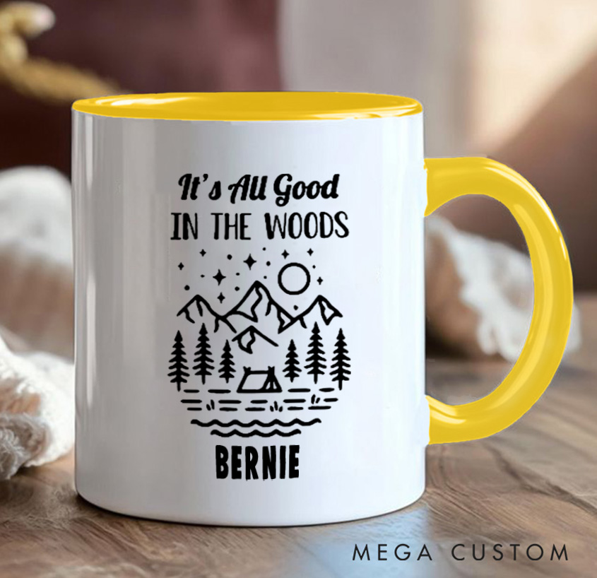 Personalized It's All Good in the Woods Mug Camping Escape Hiking Coffee Mug Gift for Travel Outdoors Lovers