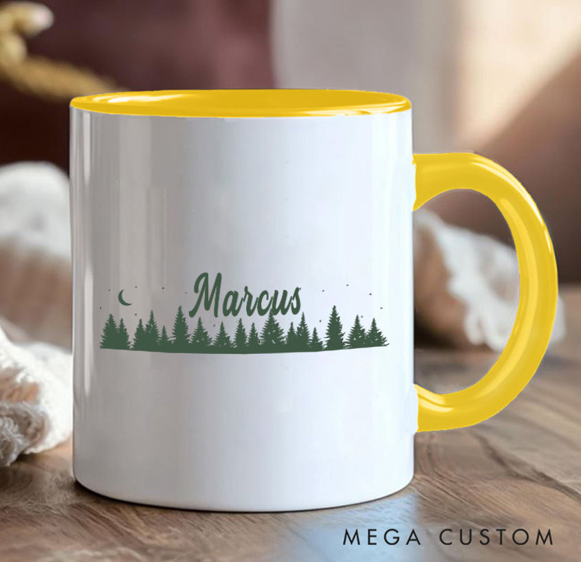 Personalized Campfire Forest Coffee Mug Camping Hiking Mug Gift for Travel Outdoors Lovers