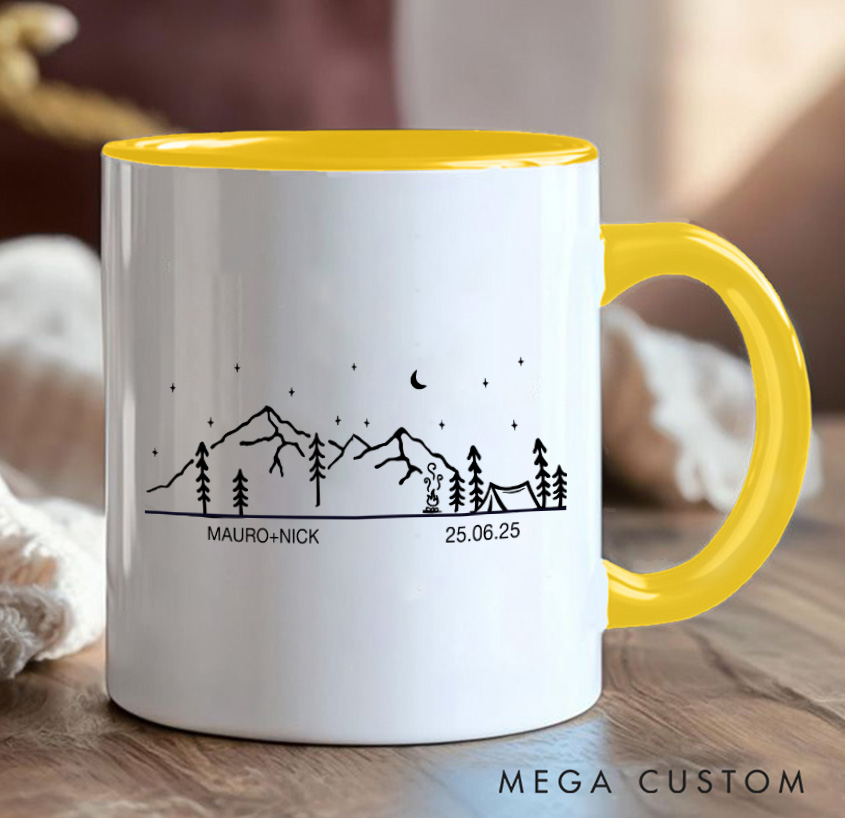 Personalized Camp Campfire Forest Mug Camping Hiking Mug Gift for Travel Outdoors Lovers