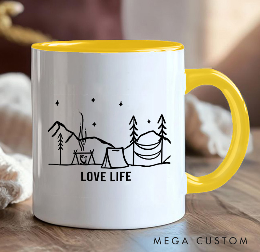 Personalized Couple Mountain Camping Mug Hiking Mug Gift for Travel Outdoors Lovers