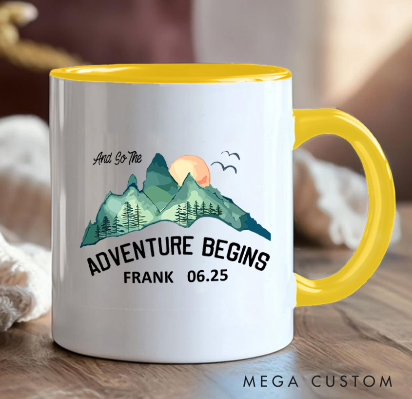 Personalized And So the Adventure Begins Mug Hiking Mountain Travel Mug Gift for Outdoors Lovers