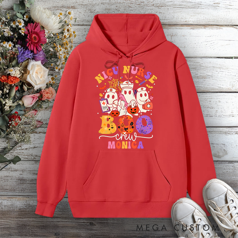 Personalized Hoodies for Nurse NICU Nurse Boo Crew Design Hoodies International Nurse Day Gift