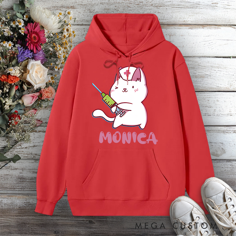 Personalized Hoodies for Nurse Cat Cute and Caring Design Hoodies International Nurse Day Gift