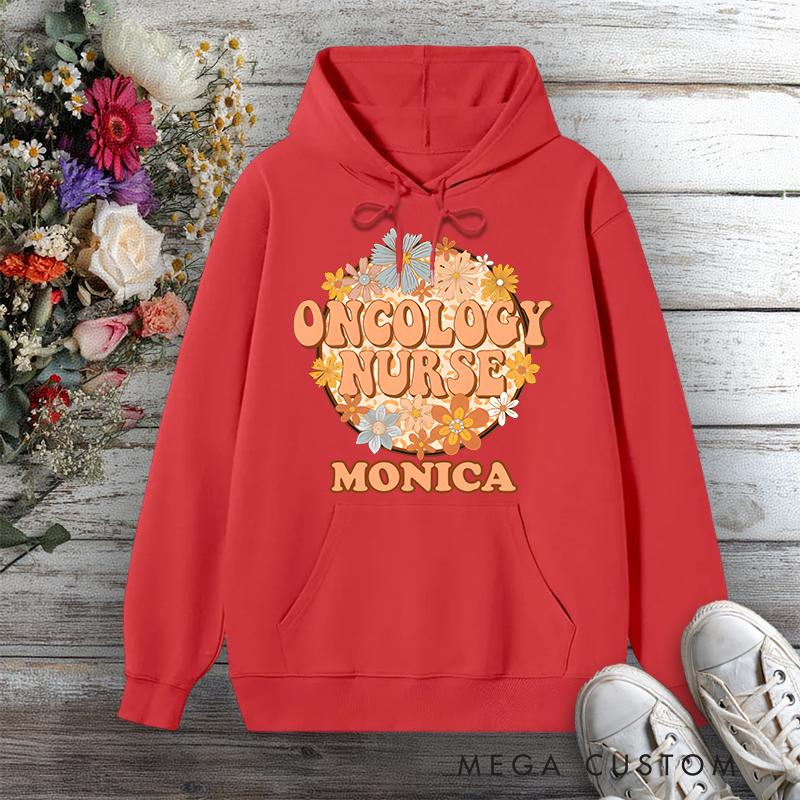 Personalized Hoodies for Nurse Oncology Nurse Compassion in Bloom Design Hoodies International Nurse Day Gift