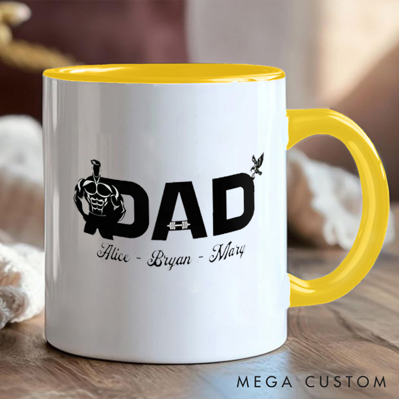 Personalized Dad Fitness Coffee Mug with Gym Loving Dads Gift Motivational Coffee Cup for Fitness Enthusiasts Bodybuilders and Gym Lovers