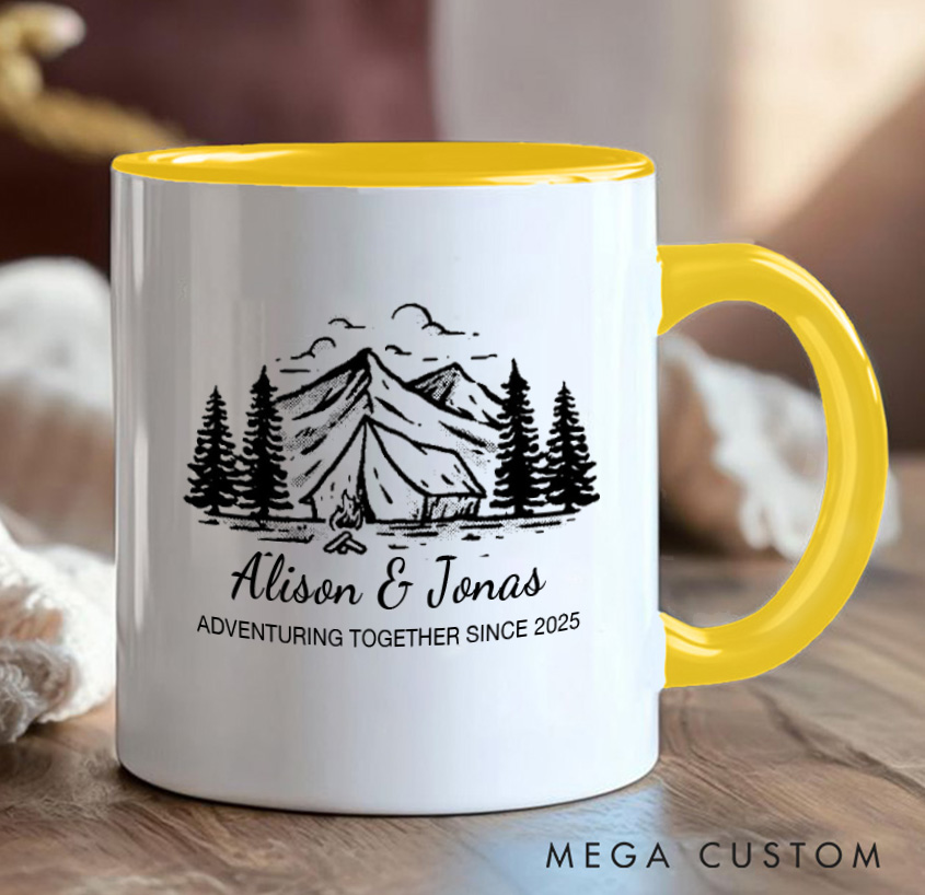 Personalized Adventuring Together Mug Camping Hiking Couple Mug Gift for Outdoors Nature Lovers