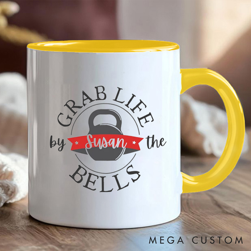 Personalized Kettlebell Coffee Cup Mug with Custom Name Gift Motivational Coffee Cup for Fitness Enthusiasts Bodybuilders and Gym Lovers