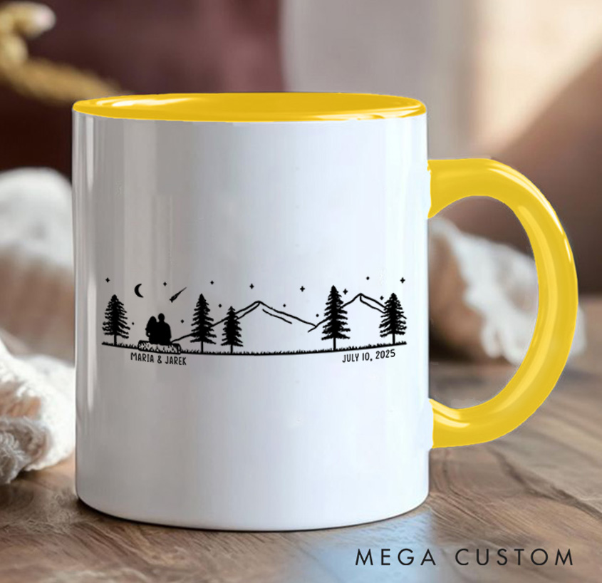 Personalized Couple Stargazing Camp Mug Mountain Hiking Mug Gift for Outdoors Nature Lovers